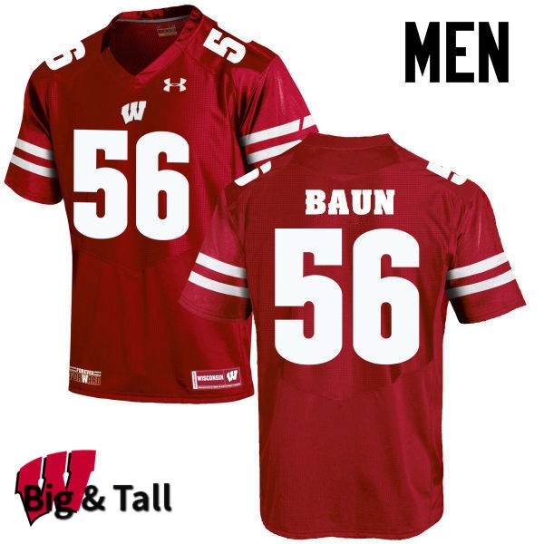 Wisconsin Badgers Men's #56 Zack Baun NCAA Under Armour Authentic Red Big & Tall College Stitched Football Jersey DS40D10PV